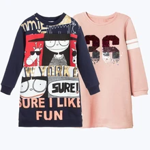 Новые зимние детские платья с длинными рукавами для девочек с принтом граффити, обратимые Блестки вечерние платья принцессы для девочек, одежда повседневное детское платье для маленьких девочек