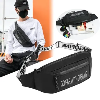 

Go Far With Dream Fashion Character Print Men Waist Bag Young Popular Mobile Phone Bag Large Capacity Waterproof Travel Bag