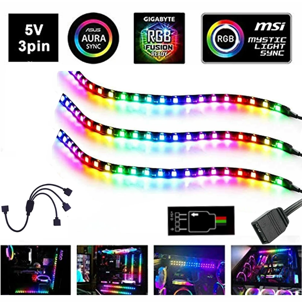 3pin светодиодный заголовки WS2812b/WS2812 адресуемых RGB полосы пикселей для ПК компьютер