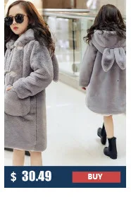 30 degrees Children Baby girl clothing Winter Thicken Parka Kids Faux Fur Hooded Coat Plus velvet Jackets clothes snowsuit