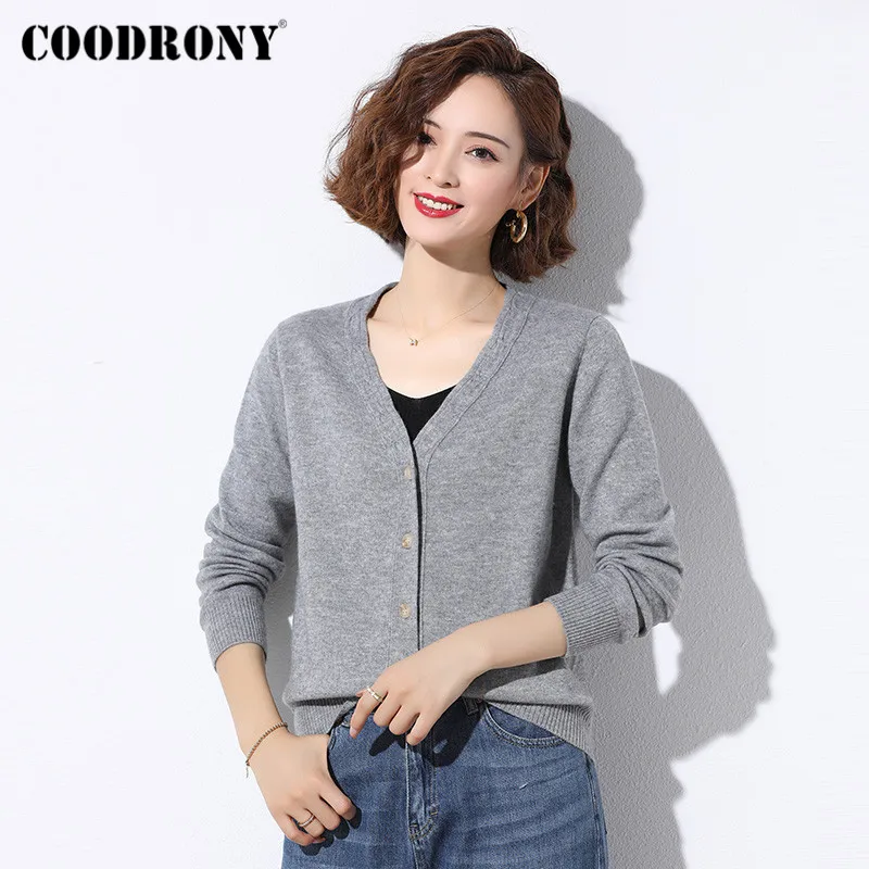 COODRONY Brand V-Neck Soft Wool Cardigans Women Autumn Winter Streetwear Fashion Knitted Casual Slim Fit Sweaters Female W1047