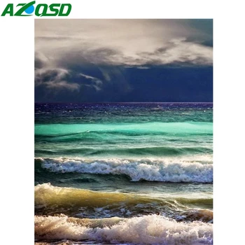 

AZQSD Diamond Painting Sea Needlework Full Drill Diamond Mosaic Diamond Embroidery Scenery Cross Stitch Handmade Gift