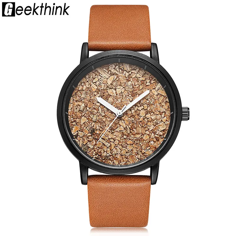 

Geekthink Fashion Watch Top Brand unique design ladies Watch Leather Strap Quartz Wristwatch Waterproof Clock Relogio Masculino