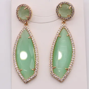 

new classic cat eye stone drop earring with cz decoration brass base fashion style free shipping
