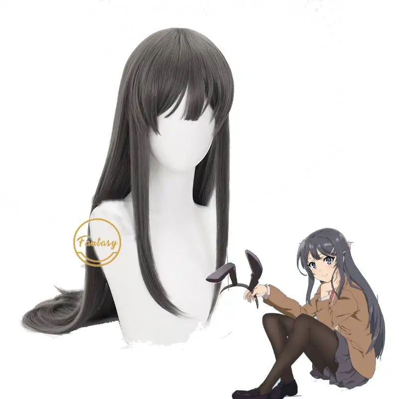 Аниме Sakurajima Mai серый длинный парик косплей костюм Seishun Buta Yarou Wa Bunny Girl Senpai No Yume Wo Minai