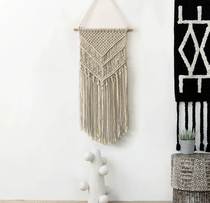 

Macrame Woven Wall Hanging Boho Chic Bohemian Home Geometric Art Decor Beautiful Apartment Dorm Room Decoration