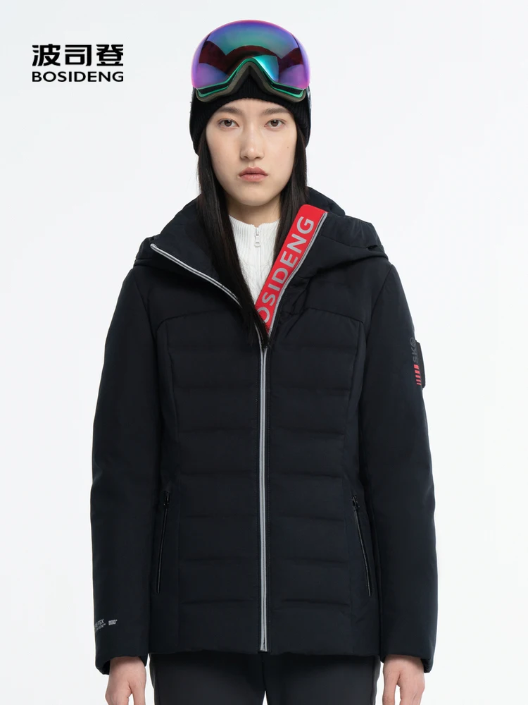 BOSIDENG Лыжная куртка Goretex женская зимняя утепленная пуховая с капюшоном черная