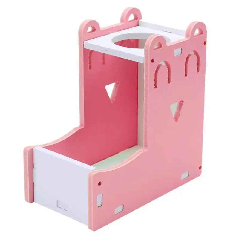 C Pink 13x13x7cm Милый хомяк гнездо маленький питомец спальная кровать эко доска домик маленькая клетка для животных игрушки водонепроницаемые съемные лестницы автоматическая кормушка - Цвет: C Pink 13x13x7cm