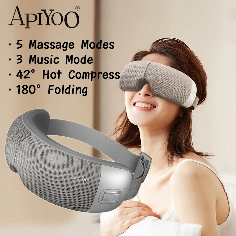 APIYOO EM USB Electric Smart Eye Massager Bluetooth Vibration Heated Massage For Tired Eyes Dark Circles Remove Eye Care