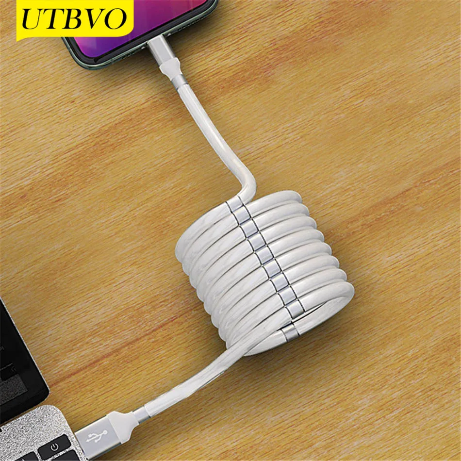 

UTBVO Magnetic Charging Cable, Portable Data Cable USB Charging Cord Storage Automatically Retractable Magnet Charger Wire