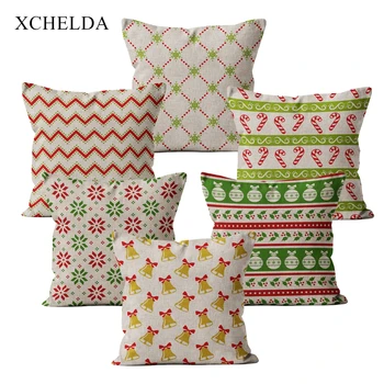

Home Decor Pillow Case Christmas Grid Cartoon Celebrate Pillowcase Decorative 45*45 40*40 for Sofa Fur Linen Cushion Cover