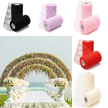 

Wedding Decoration 22Meter 15cm White Organza Tulle Roll Spool Net Lace Fabric For Tutu Skirt Chair Sash Bow Party Decorations