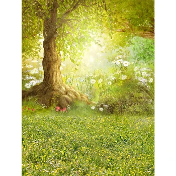 

Spring photography backdrop tree woodland meadow flower fairy tale background photo studio photophone photocall shoot props