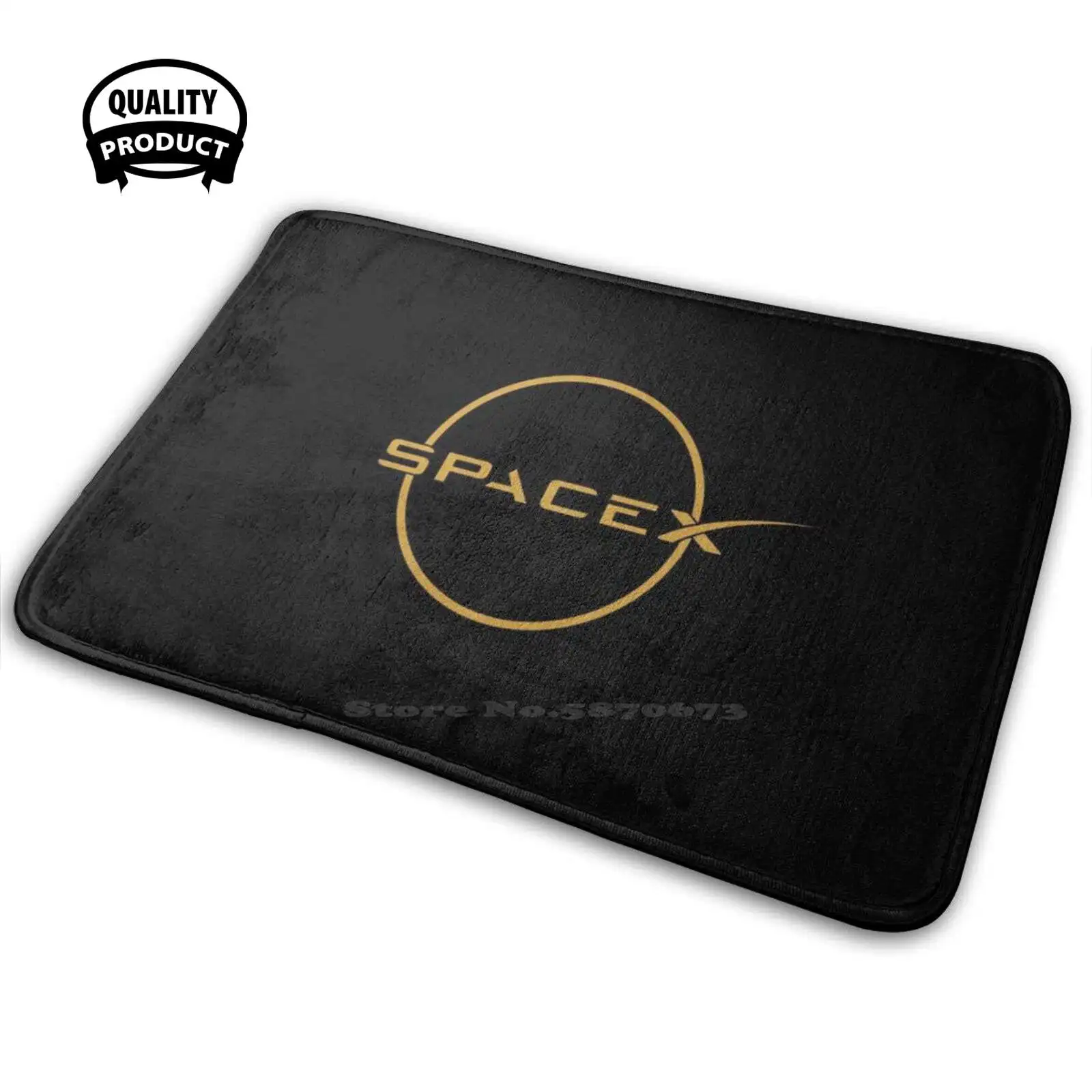 Spacex Planet Gold Fan Art Logo 3D Household Goods Mat Rug Carpet Cushion Elon Musk Elon Musk Cybertruck Cyber Truck Tesla