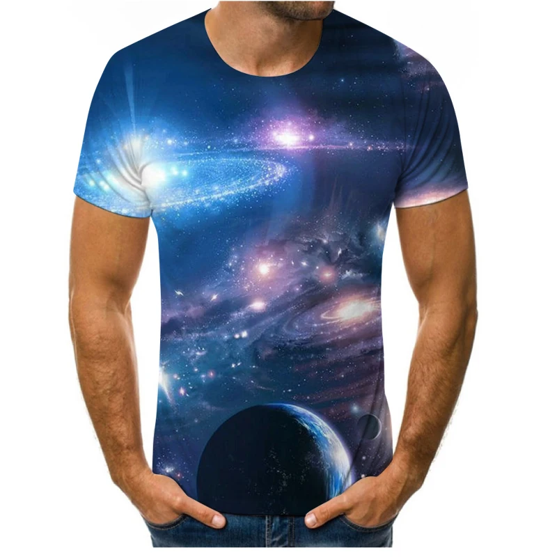 Модные Вселенная звёздное небо мужских футболок Astroworld Объёмный рисунок (3D принт)