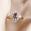 Vintage Female Purple Crystal Stone Jewelry Cute Gold Color Wedding Rings For Women Luxury Oval Engagement Valentines Day Gift ► Photo 1/6