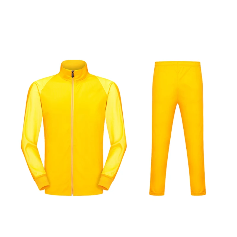 Новые мужские спортивные костюмы с длинным рукавом для взрослых, спортивные костюмы из полиэстера для бега, комплект спортивной одежды, футбольная куртка и штаны - Цвет: Yellow
