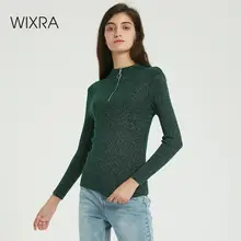 Wixra, Женский вязаный свитер, пуловер, Женские топы с длинными рукавами, Свитера на молнии, джемпер, Повседневная Уличная одежда, Осень-зима