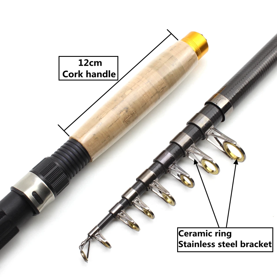 1.8m-3.6m Carbon Fiber telescopic fishing rod Super short pocket Portable  Spinning pole carp Trout Rod M Power fast Travel Rod