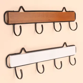 

Hot Wall Mounted Clothes Hanger 4 Hooks Hat Key Holder Laundry Coat Rack Hanging Storage Shelf For Home Holder Storage Organizer