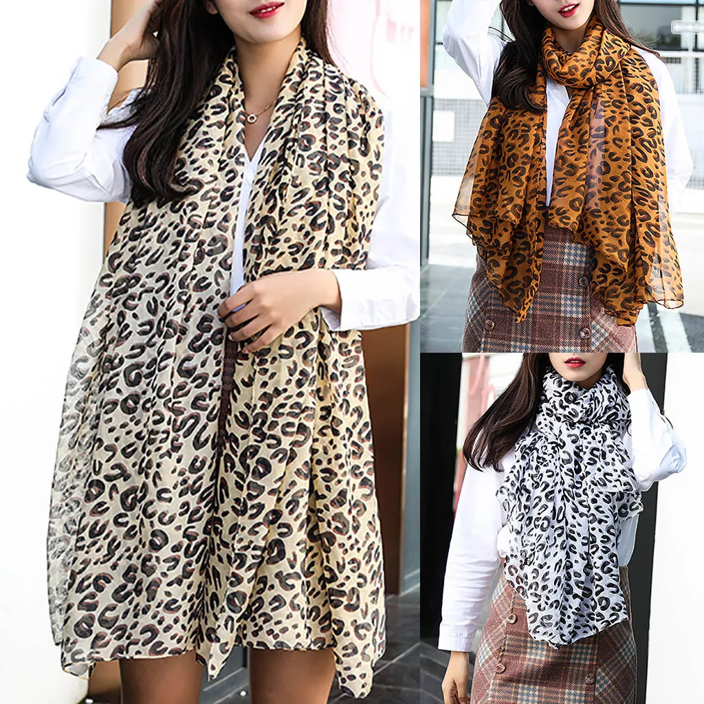 

Women Wild Leopard print scarf shawls and wraps Sjaals famale Cotton Highstreet Long Cape Shawl Scarves foulard femme #A