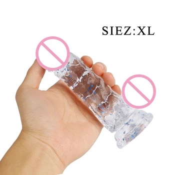 Soft Dildo Erotic Adults Sex Toys for Woman Female Colorful Rainbow Transparent Silica Gel Simulation Penis G-Spot Simulation 3