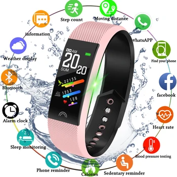 

LIGE Smart Bracelet LED Color Screen Heart Rate Monitor Pedometer Tracker Waterproof Sport Fitness Watch Women for Android IOS