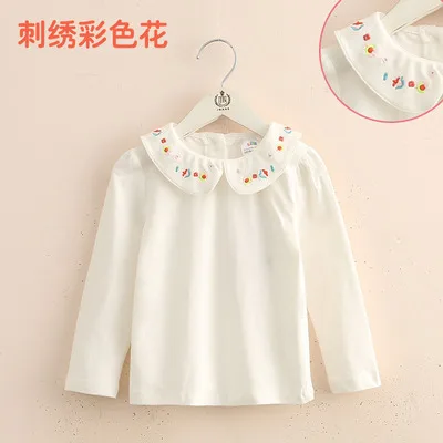Детская футболка с отворотами г. Новая Осенняя корейская детская одежда для девочек Милая Детская рубашка с длинными рукавами tx-7617 - Цвет: 9