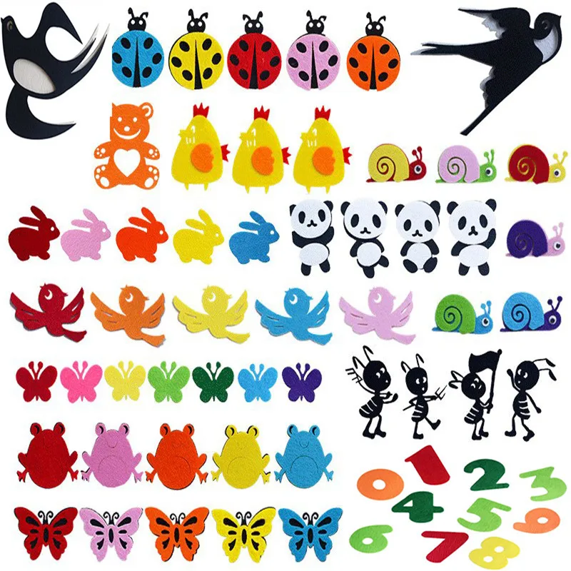  1 Set Lovely Felt Crafts for Kindergarten Wall Stickers Decorations Kids's Room Stickers Wool Felt  - 4000437302999