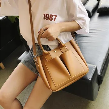 

2020 New Pu Leather Laptop Bag Simple Handbags Designer Women Shoulder Bag Casual Big Tote Vintage Ladies Crossbody Bags