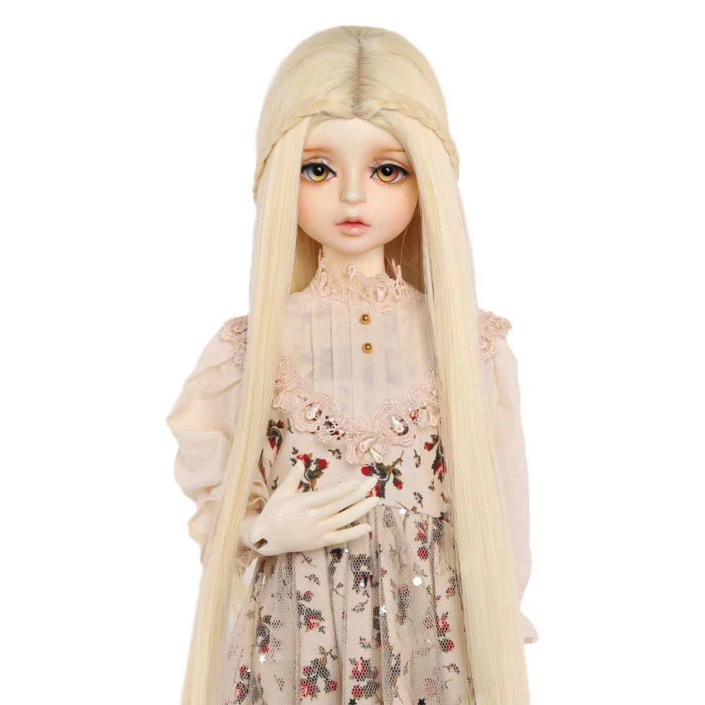 

MUZIWIG DIY 1/3 BJD Doll Hair Wig 8-9'' Dolls Accessories Long Braid Straight Hair Natural Color Wig For Girl DIY BJD/SD Doll