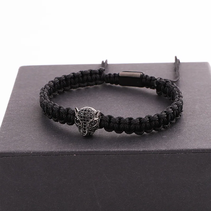 Men women Jewelry Bracelet CZ Pave Cute Leopard Charm Cord Braided Friendship Men Bracelet Gift - Image 4