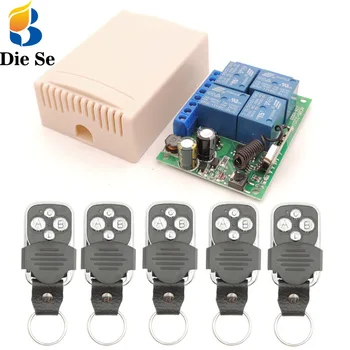 

433MHz Universal Wireless Remote Control AC 110V 220V 4CH rf Relay Receiver and Transmitter Key-fobs for Garage/LED/Light/Fan