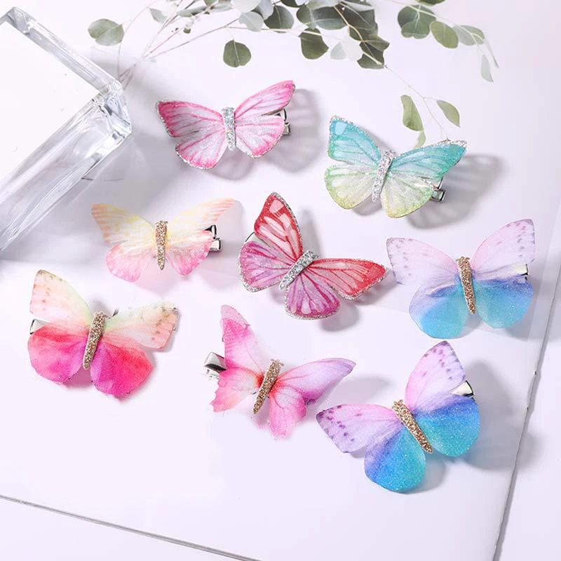 2 шт./компл. и девочек красочными бабочками бантиками мультфильм заколка для