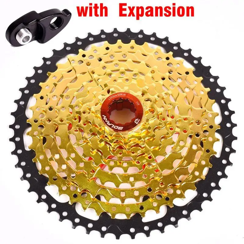 BOLANY Bicycle Freewheel MTB Cassete 9S 27S 11-42T 50T 32T Mountain Bicycle Parts 9 Speed Cassette Freewheel Compatible gold