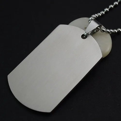 Men's Military Army Matt Silver Stainless Steel Blank Dog Tag Charm Key Chain Pendant Necklace 60CM Long - Окраска металла: Necklace No Engrave