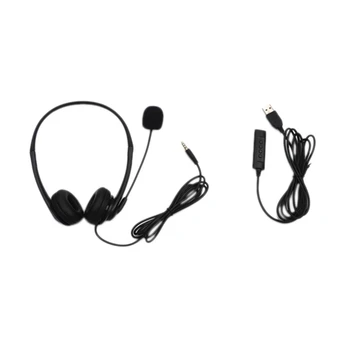 

Mutilfunction Call Center Headset USB +3.5mm Jack with Noise Cancelling Mic Volume Control for PC Home Office Phone