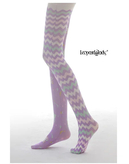 New Arrival! Lolita unicorn stripe asymmetrical pantyhose