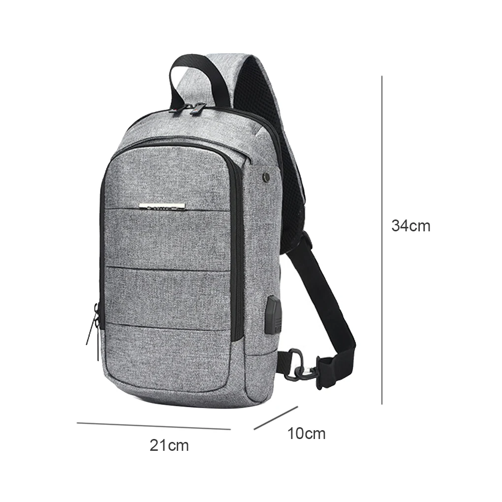 Мужские сумки, нагрудная сумка через плечо, Многофункциональный замок, USB Противоугонный водонепроницаемый рюкзак на плечо