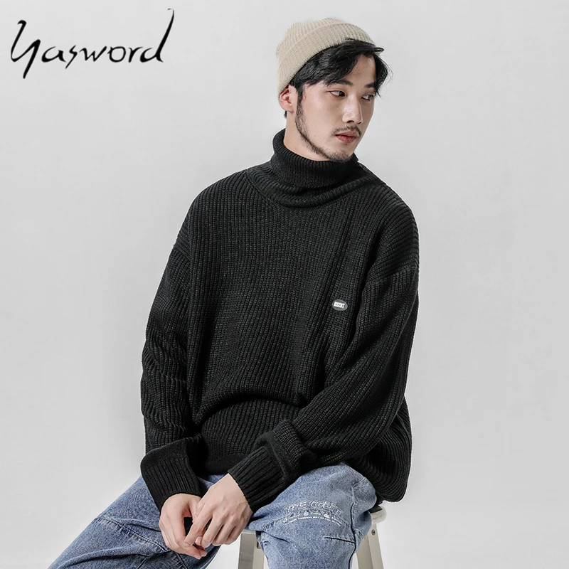 Yasword Men Sweater Pullover Turtleneck Casual Knitting Wool Solid Color Loose Warm Man Knitted Sweatercoat Male High Neck Tops Yasword Men Sweater Pullover Turtleneck Casual Knitting Wool Solid Color Loose Warm Man Knitted Sweatercoat Male High Neck Tops