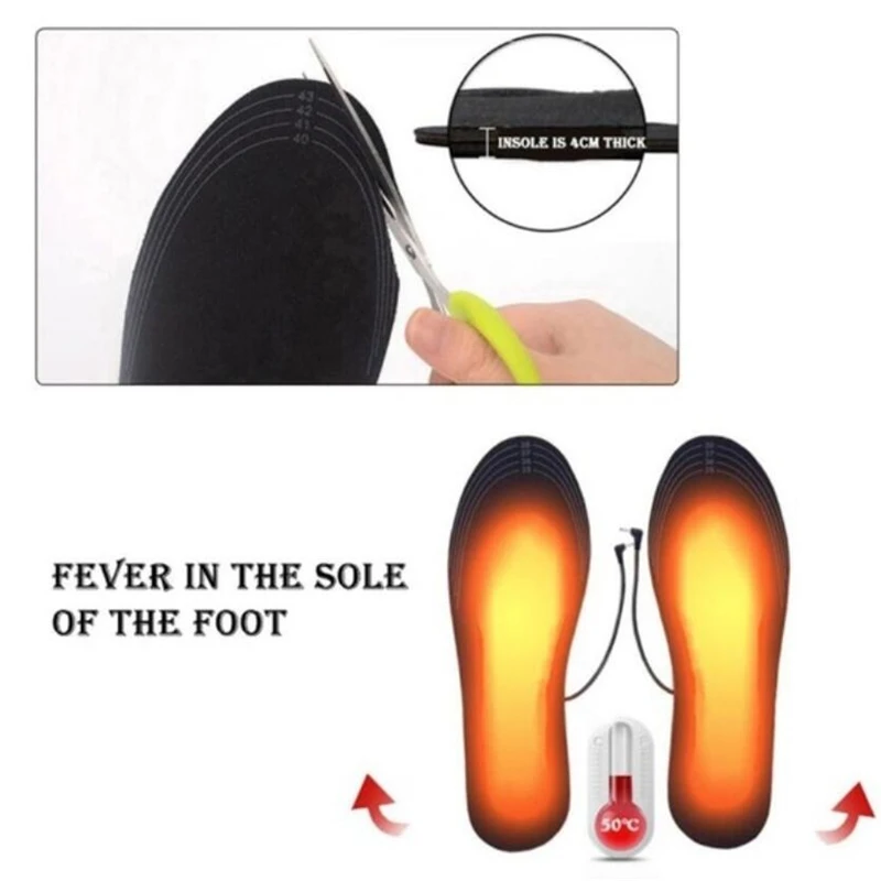 USB Electric Powered Heating Insoles Washable Winter Warm Shoes Insole Size 35-44 Outdoor Sports Feet Warmer Heated Insole
