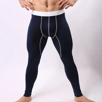 

Men Thermal Underwear Bottoms Slim Warm Mid Rise Stretchy Bottoming Pants Long Johns Leggings Underwear male sleepwear