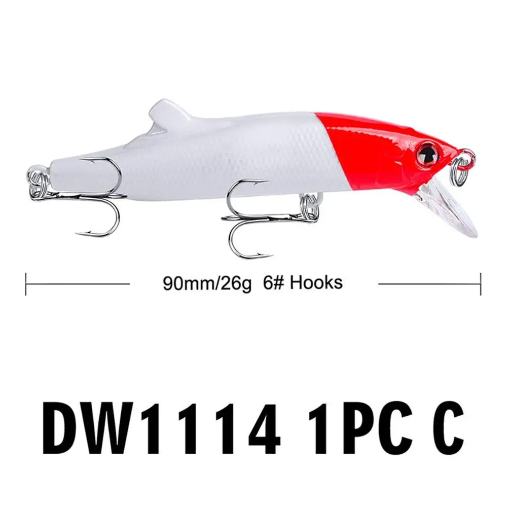 1 шт./лот, 90 мм, 26 г, приманка для ловли гольяна, жесткая приманка с 2 рыболовными крючками, рыболовные снасти, приманка с 3D глазами, 5 цветов, Прямая поставка - Цвет: C