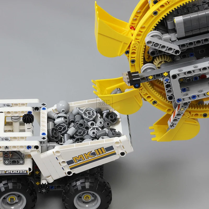 20015, 3929 шт., серия Technic, ковшовый колесный экскаватор, электрическая модель автомобиля, городской строительный конструктор, совместимый с 42055, кирпичи, игрушки в подарок