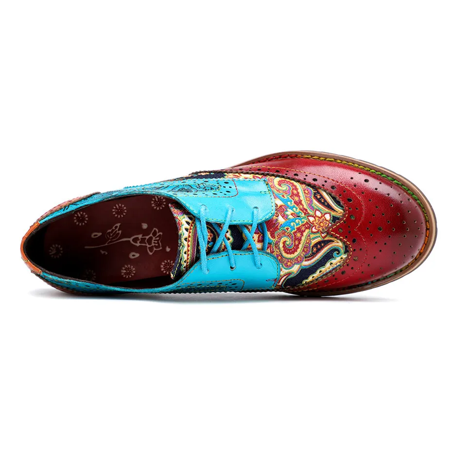 Vintage Oxford Shoes For Women Genuine Leather Flat Heel Shoes Woman British Lace Up Brogues Flats Retro Chaussures Femme women oxford shoes