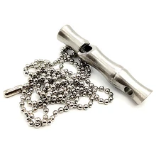 Outdoor Camping Lightweight High Decible Stainless Steel Whistle With Chain 54mm Mini Survival Emergency Cheerleading Whistle