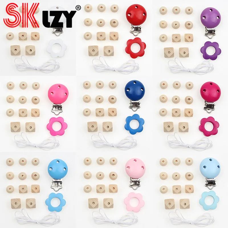 9 цветов зажим для соски деревянные бусины металлический сделай сам детский