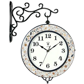 

Mosaic Nordic Silent Wall Clock Digital Kitchen Double Sided Wall Clock Living Room Reloj De Pared Home Decor Clocks OO50WC