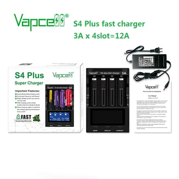 

New Black Vapcell S4 plus 3A 4 slot total 12a discharger / capacity test / repair fast charger for 20700 21700 PCB batteries