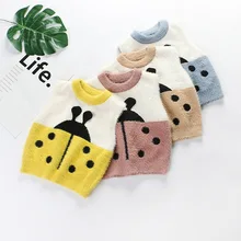 Осенняя детская одежда в западном стиле; детский кашемировый вязаный жилет из искусственной норки; пуловер для девочек с рисунком